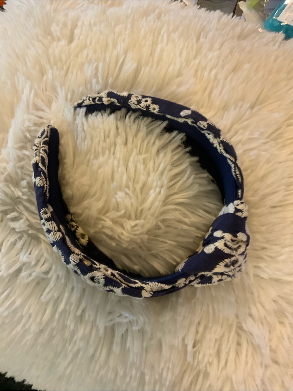 Navy Blue Knotted Floral Headband